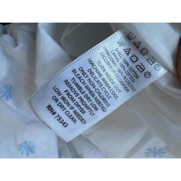 New Rachel Zoe White Blue 100% Cotton Eyelet Maxi Dress Sz 6 Or Small - Picture 8 of 9